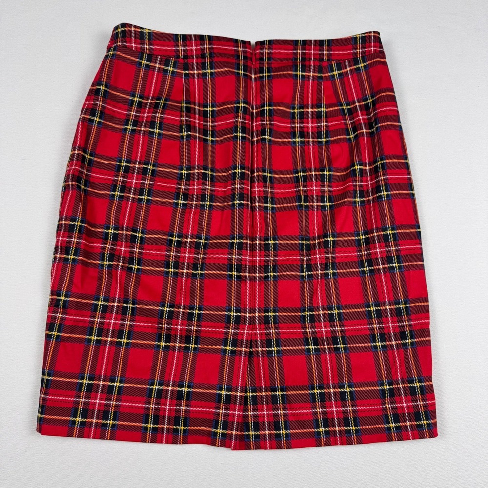 J.Crew Pencil Skirt Women 4P Red Plaid Tartan Cotton Blend Stretch - Picture 9 of 9